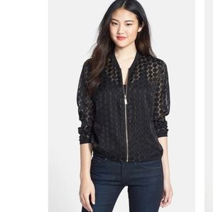 CHAUS floral burnout bomber jacket